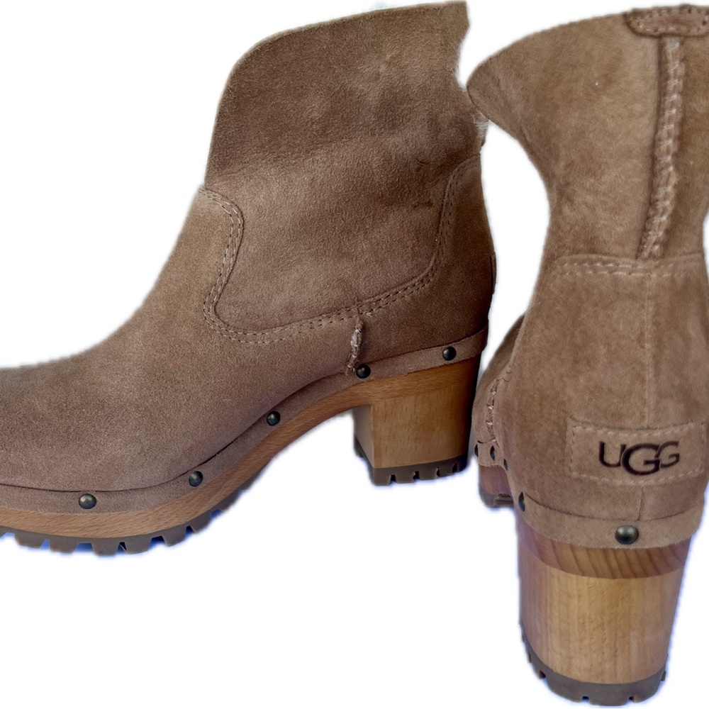 UGG Shearling Platform Waffle Sole Ankle Boots